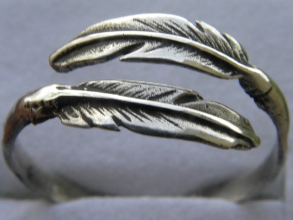 Adjustable Sterling Silver Feather Wrap Ring - image 2
