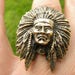 Adjustable Men Brass Signet Ring Native Indian Chief Head Pendant Nice ...
