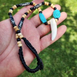 Krigare Shaman-stil tänder äkta alligatortänder turkos halsband choker bild 4