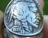 Signet Ring Authentic Buffalo Indian Nickel Coin Adjustable