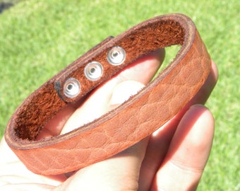 Handmade American Buffalo Leather Bracelet: Unisex Bison Wristband