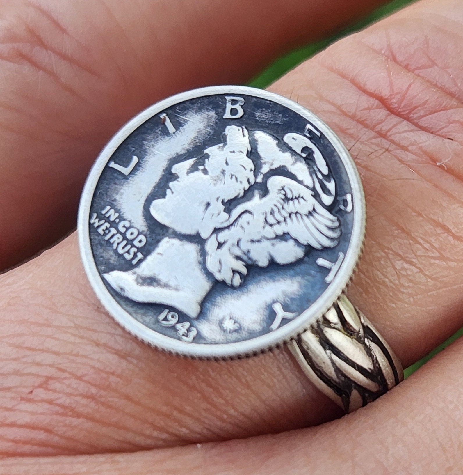 Vintage Mercury Dime Coin Ring - Sterling Silver Signet Ring - Etsy