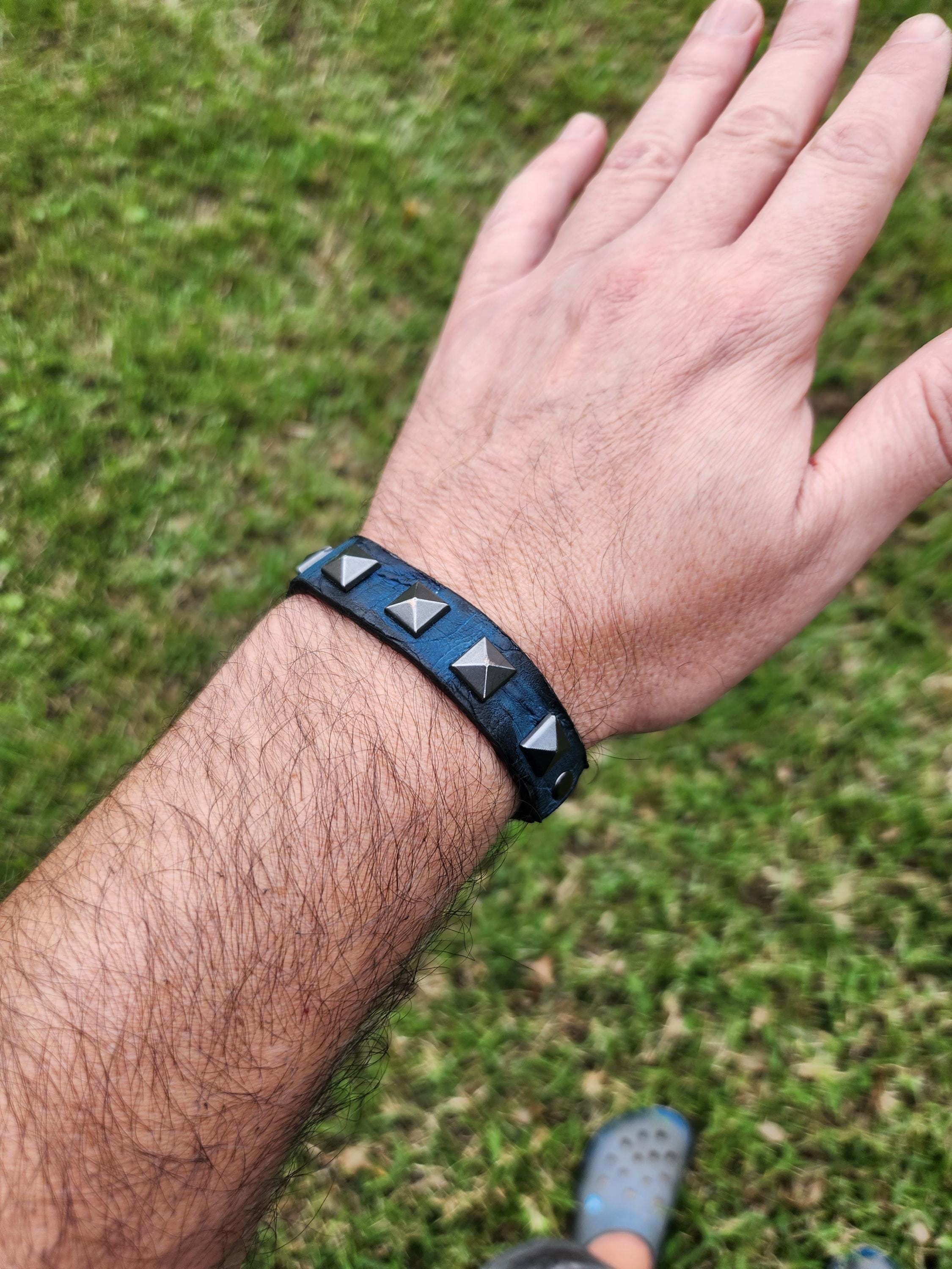 Handcrafted Alligator Leather Cuff Bracelet With Studs - Etsy