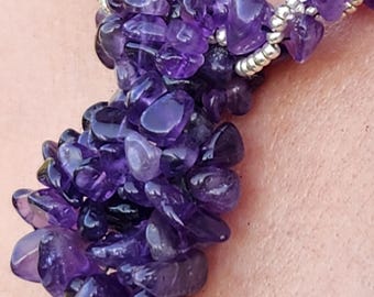 Conjunto de collar y pendientes de amatista hechos a mano - Hecho en EE. UU.