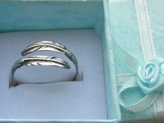 Adjustable Sterling Silver Feather Wrap Ring - image 6