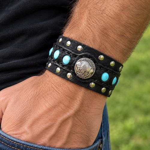Handcrafted Alligator Leather Cuff Bracelet With Studs - Etsy