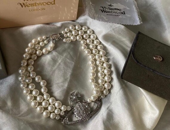 Vivienne Westwood Triple Pearl Silver Choker Necklace Etsy Ireland