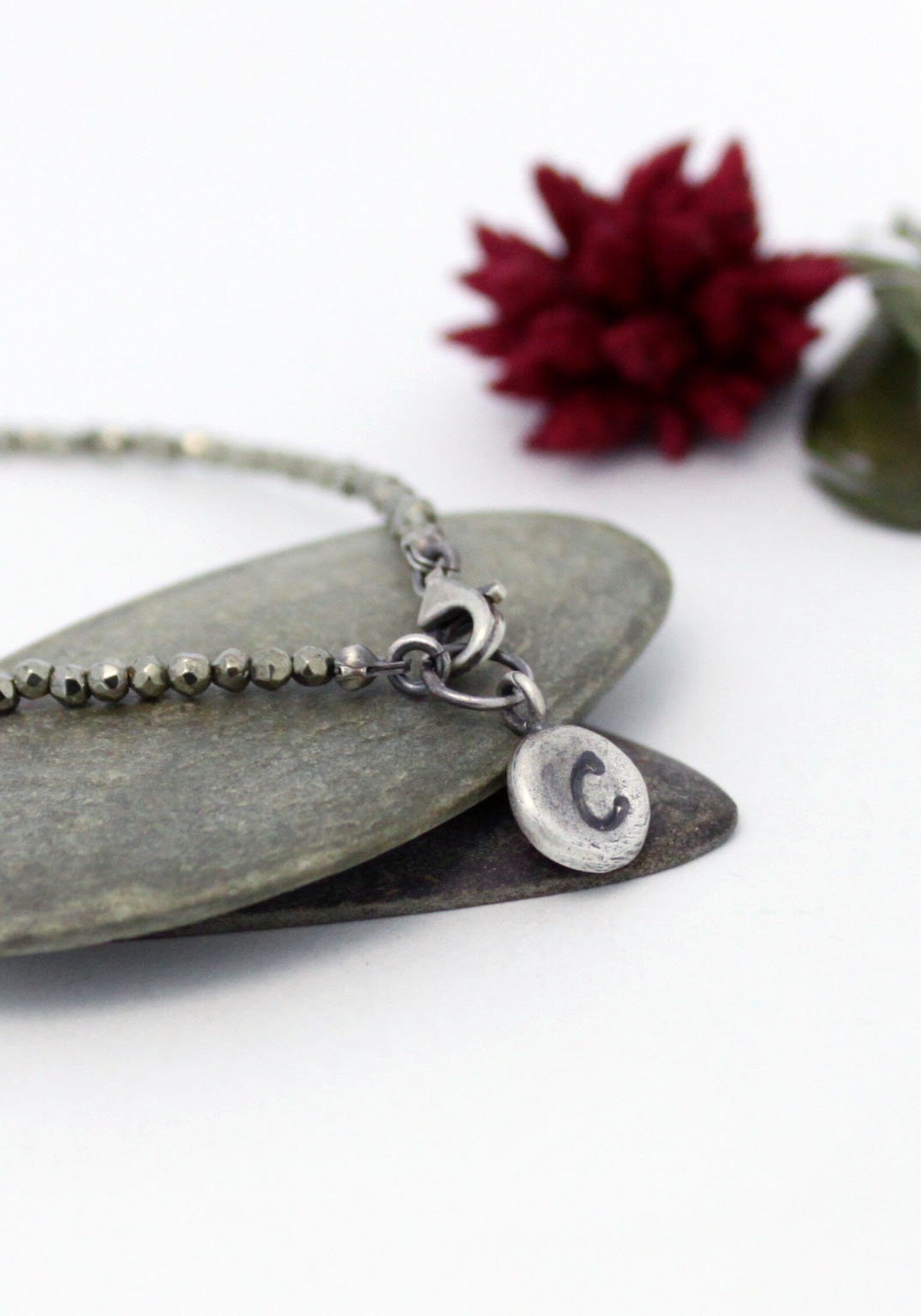 Initial Charm Bracelet Sterling Silver Monogram & Name Etsy