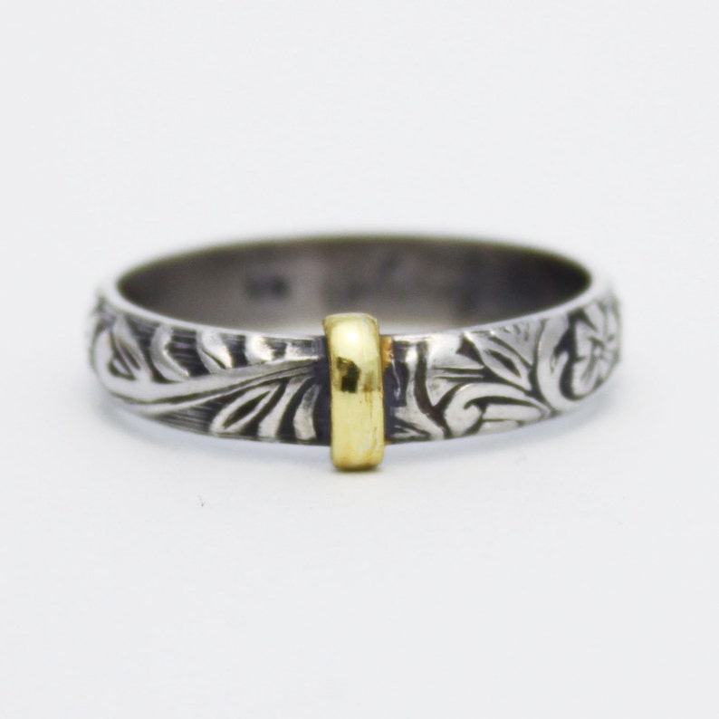 Oriental Floral Band With Golden Line Silver 24K Keum-boo - Etsy