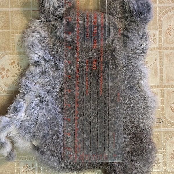 J8a small size chinchilla rabbit hide. Summer fur. Rabbit fur, bunny hide. Pelt.