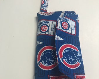 The Batter Up: Cell Phone Wallet (Licensed Chicago Cubs Retro Print)