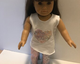 Multi-colored Metallic Leggins and T-Shirt Top for an 18" Doll