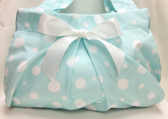 The Bubble Purse: Polka Dot Shoulder Purse (Aqua with White)