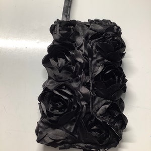 The Night Out: Black Raised Flower Cell Phone Wallet