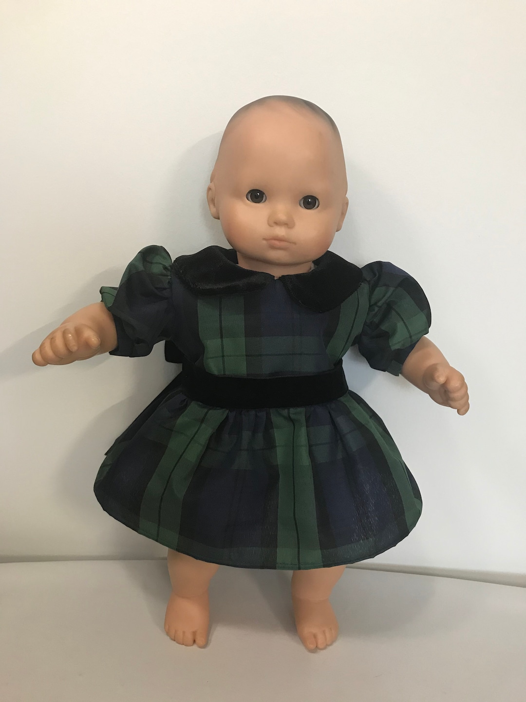 15 Baby Doll Blue/green Plaid Doll Dress Etsy