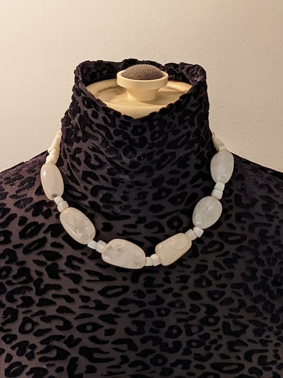 Chunky white polished stone necklace