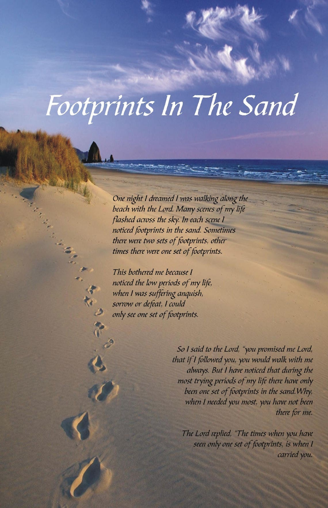 Footprints In The Sand Religious / Inspirational Poster size | Etsy