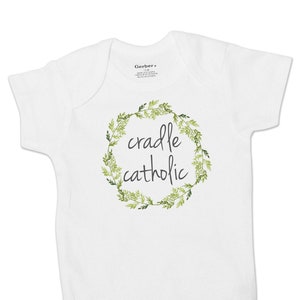 Cradle Catholic Baby Bodysuit Gift, Baptism Boy Girl, Expecting Mom Pregnancy Announcement Gender Neutral Baby Shower, Short Long Sleeve 599