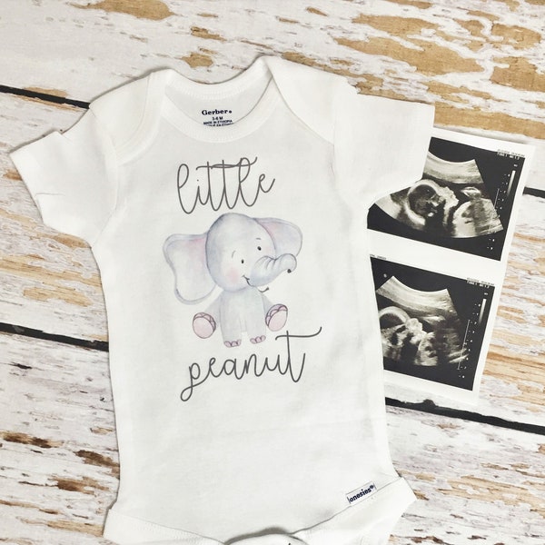 Little Peanut Elephant Bodysuit, Expecting Mom Gift, Pregnancy Announcement, Gender Neutral Baby Shower Clothes 0-3 3-6 M Newborn  491