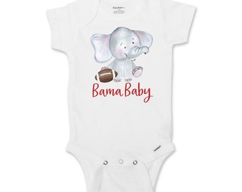 Alabama Onesie, Bama Baby Outfit, Elephant Alabama Football Onesie, Roll Tide Roll Onesie Baby, Crimson Tide Outfit 702