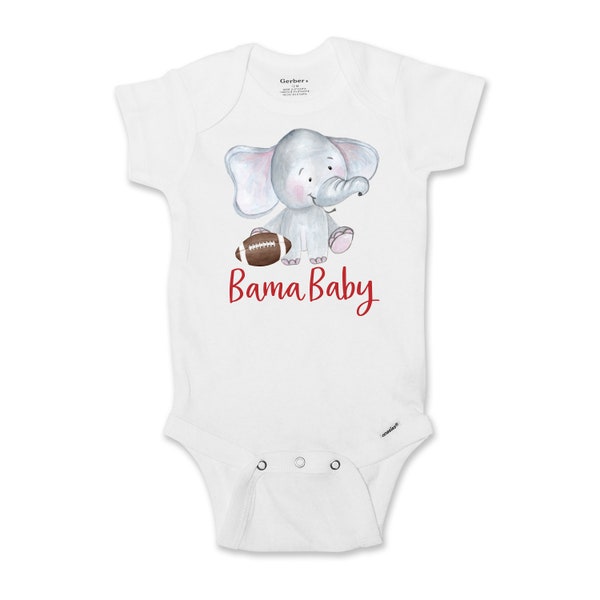 Alabama Bodysuit, Bama Baby Outfit, Elephant Alabama Football, Roll Tide Roll Baby, Crimson Tide Outfit 702