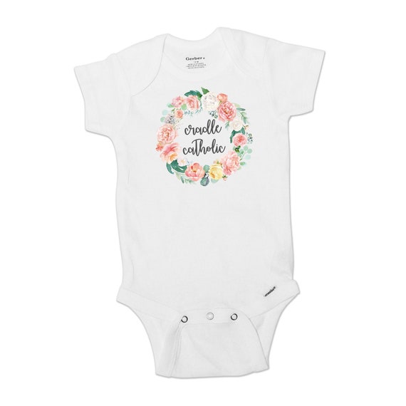 Cradle Catholic Christian Baby Shower Bodysuit Cradle Catholic Christian Baby Shower Bodysuit