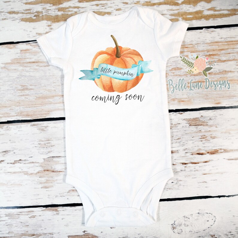 Little Pumpkin Coming Soon Onesie Boy Pumpkin Fall Baby Etsy