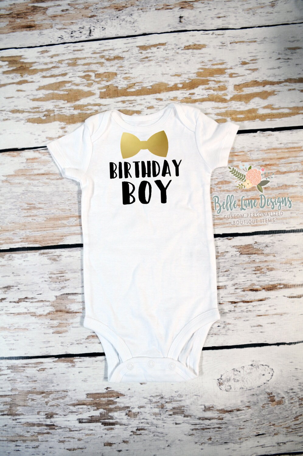 Birthday Boy W Bow Tie Bodysuit Boy's First Birthday Etsy