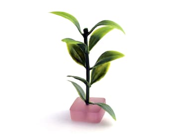 Happy Houseplant Stalk in Mauve Resin Pot - Miniature Modern decor