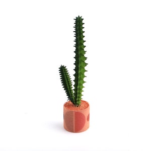 Tall Cactus in Geometric Peach Pot - Miniature Modern decor