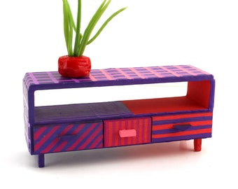 Striped 1:16 scale Credenza - STUDIO PEEL Collection - Modern Dollhouse Furniture