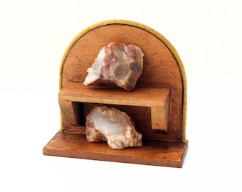 Bronze Rock Shelves w/ Agate and Druzy Jasper - Modern Miniature decor