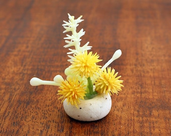 1:24 scale Yellow Bouquet in Handmade Stoneware Pot - Miniature Modern decor