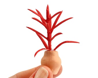 Red Branch in Terra Cotta Pot - Modern Miniature decor