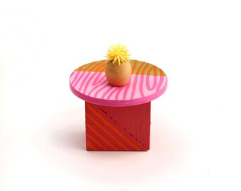 Pink + Orange  / Color Block Coffee or Side Table - STUDIO PEEL Collection - Modern Miniature furniture