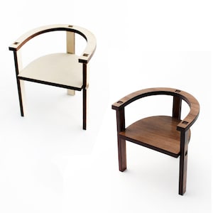 Clubhouse Chair - 1:12 scale Miniature Modern Furniture in Plywood and Walnut