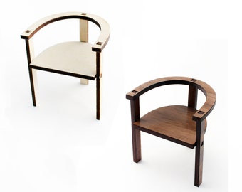 Clubhouse Chair - 1:12 scale Miniature Modern Furniture in Plywood and Walnut