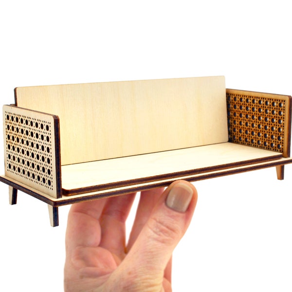 1:12 scale Cane Couch - Modern Dollhouse Furniture kit