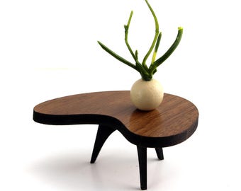 1:12 scale Solid Walnut Boomerang Tripod Table - Mid Century Modern Luxury Miniature furniture