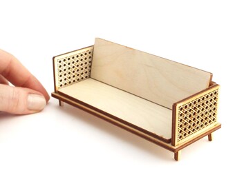 1:16 scale Cane Couch - Modern Dollhouse Furniture kit