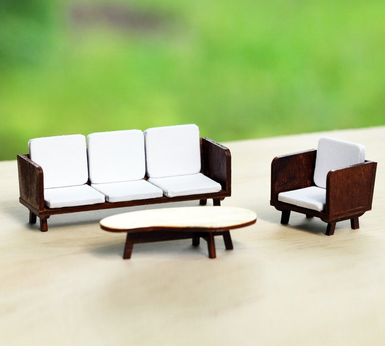 The LOUNGE Living Room Set 124 scale Modern Dollhouse Etsy