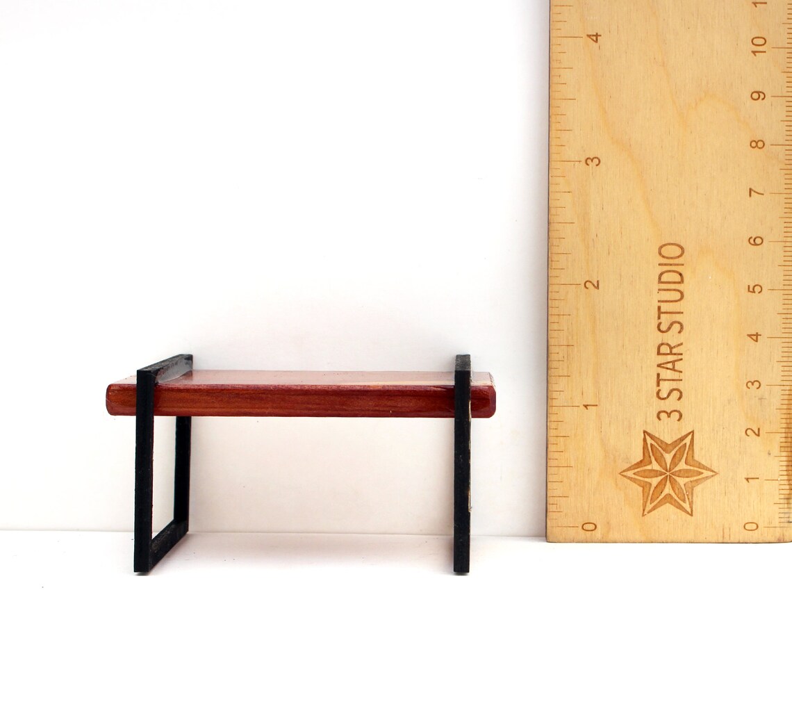 Red Cedar Table W/ Rectangular Legs Modern Miniature Etsy