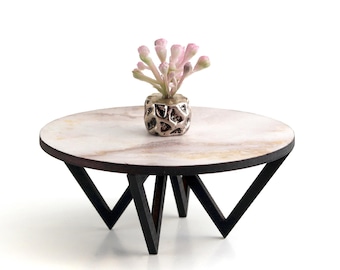 1:12 scale - Marble Zig Zag Table - Modern Dollhouse furniture