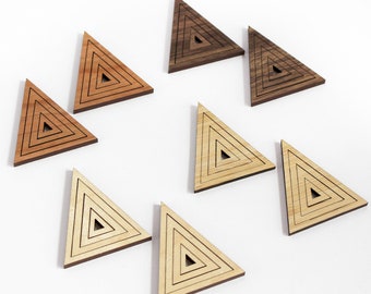 8 Concentric Isosceles Triangle Wood Beads : Maple, Cherry, Walnut and Bamboo