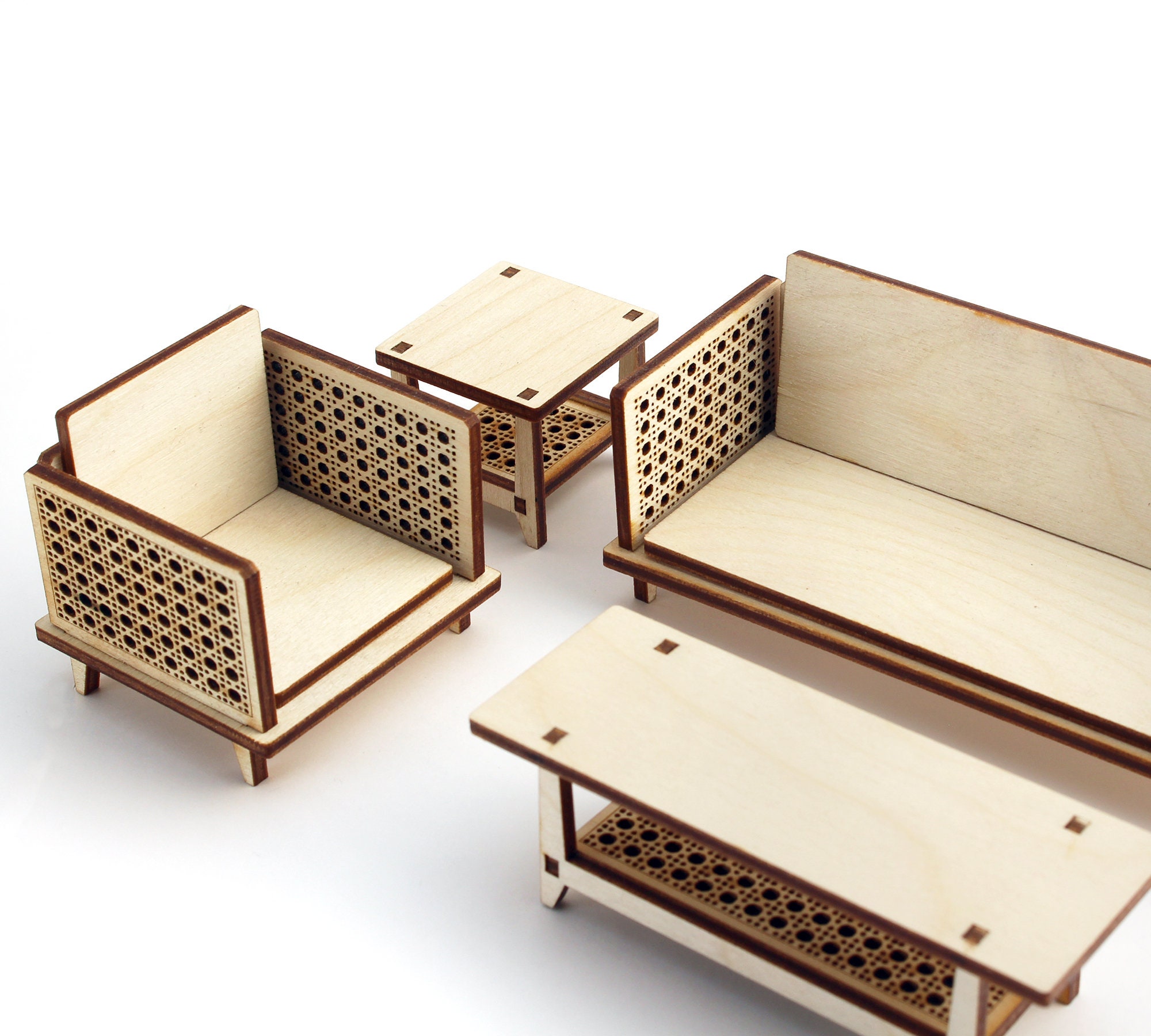 1:16 Scale Cane Side Table - Modern Dollhouse Furniture Kit - Etsy