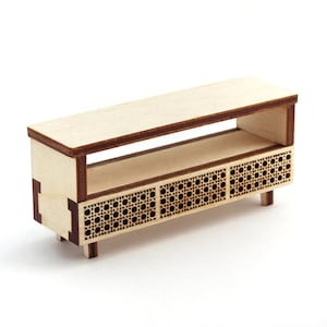 1:24 scale Cane Credenza - Modern Dollhouse Furniture kit