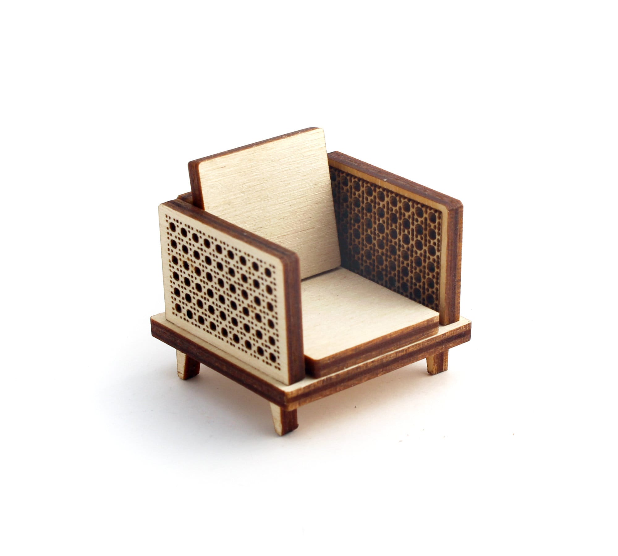 1:24 scale Cane Armchair - Modern Dollhouse Furniture kit