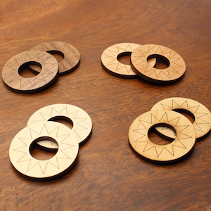 2 Sun Disk Beads - Maple, Cherry, Walnut or Bamboo