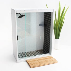 1:12 scale Shower with Sliding Lucite Doors - Miniature Modern Bathroom Kit