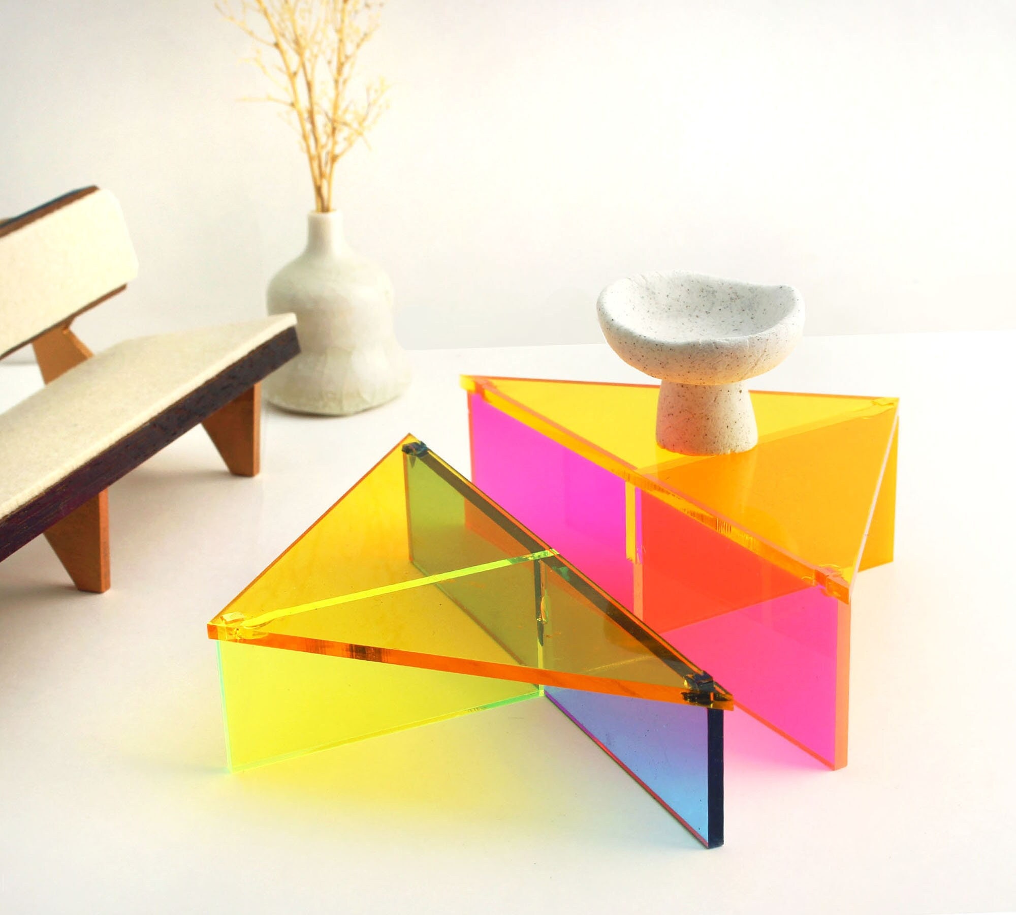 Neon acrylic on sale coffee table